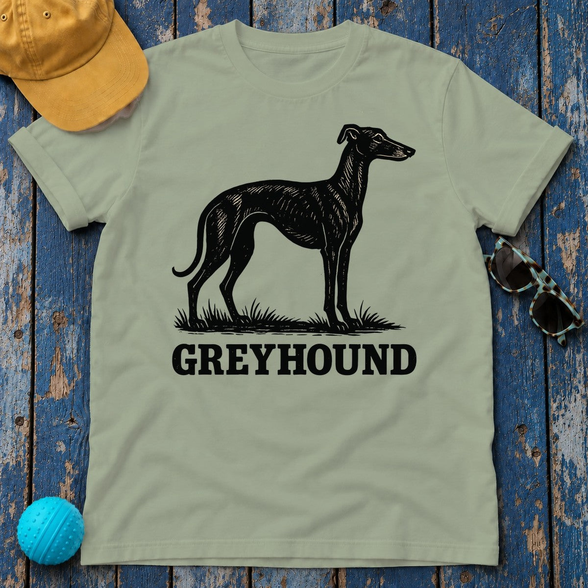 Greyhound Silhouette Tee in Sage