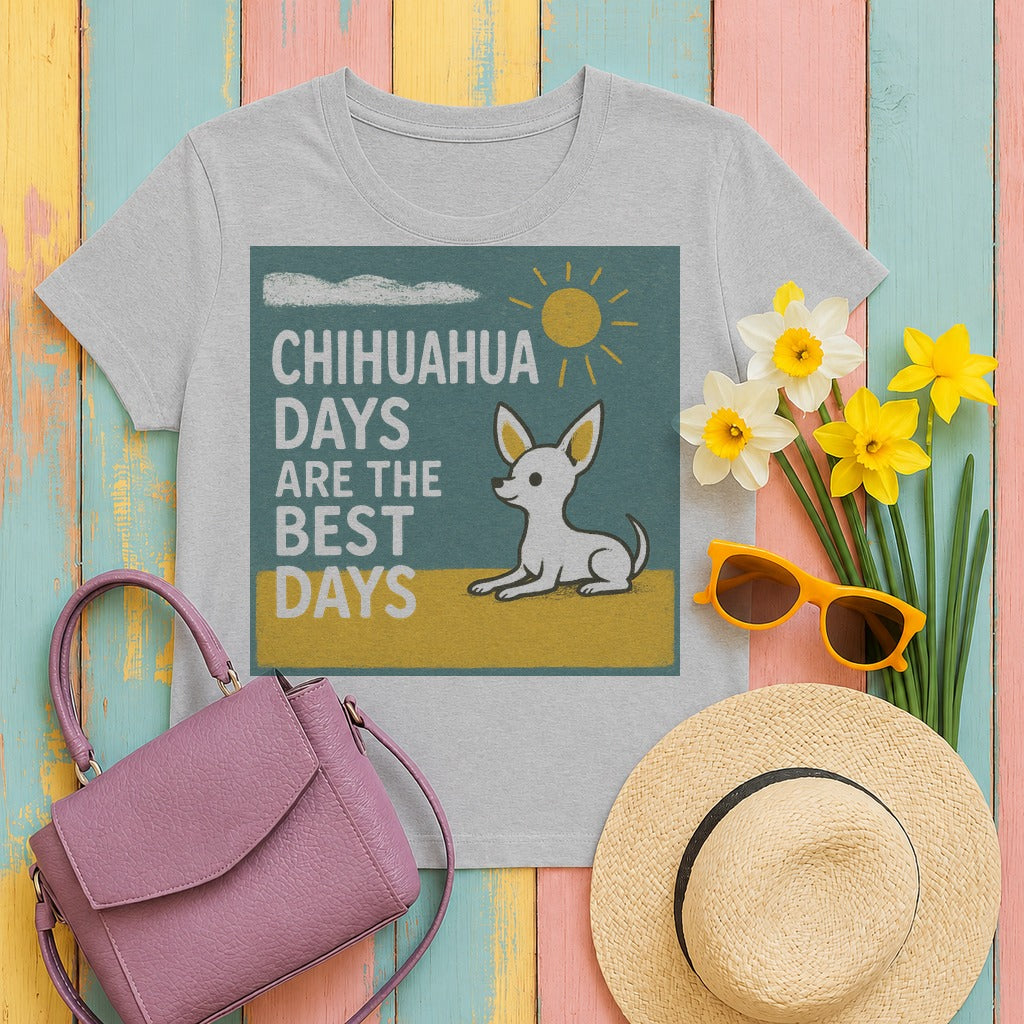 Whimsical Chihuahua Days T-Shirt in Sport Grey