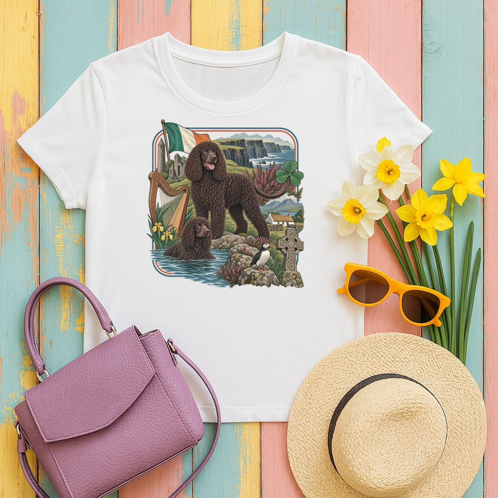 Irish Water Spaniel Ireland Heritage tee, White
