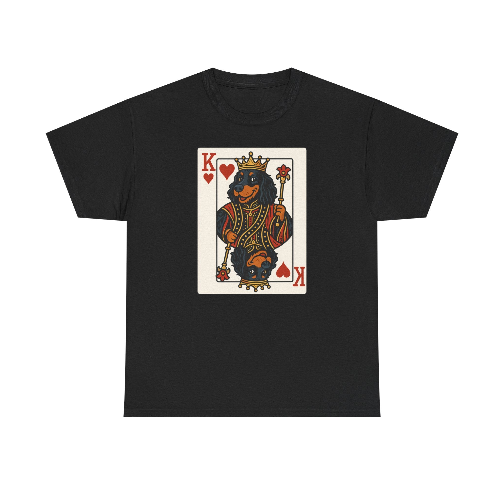 King Of Hearts Playing Card With Gordon Setter Illustration T-Shirt