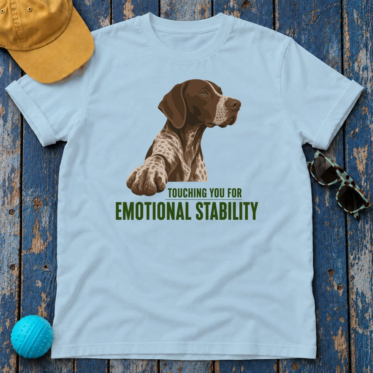 Emotional Stability German Shorthaired Pointer T-Shirt in Light Blue