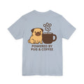 Powered By Pug & Coffee Back Print Tee in Light Blue, back