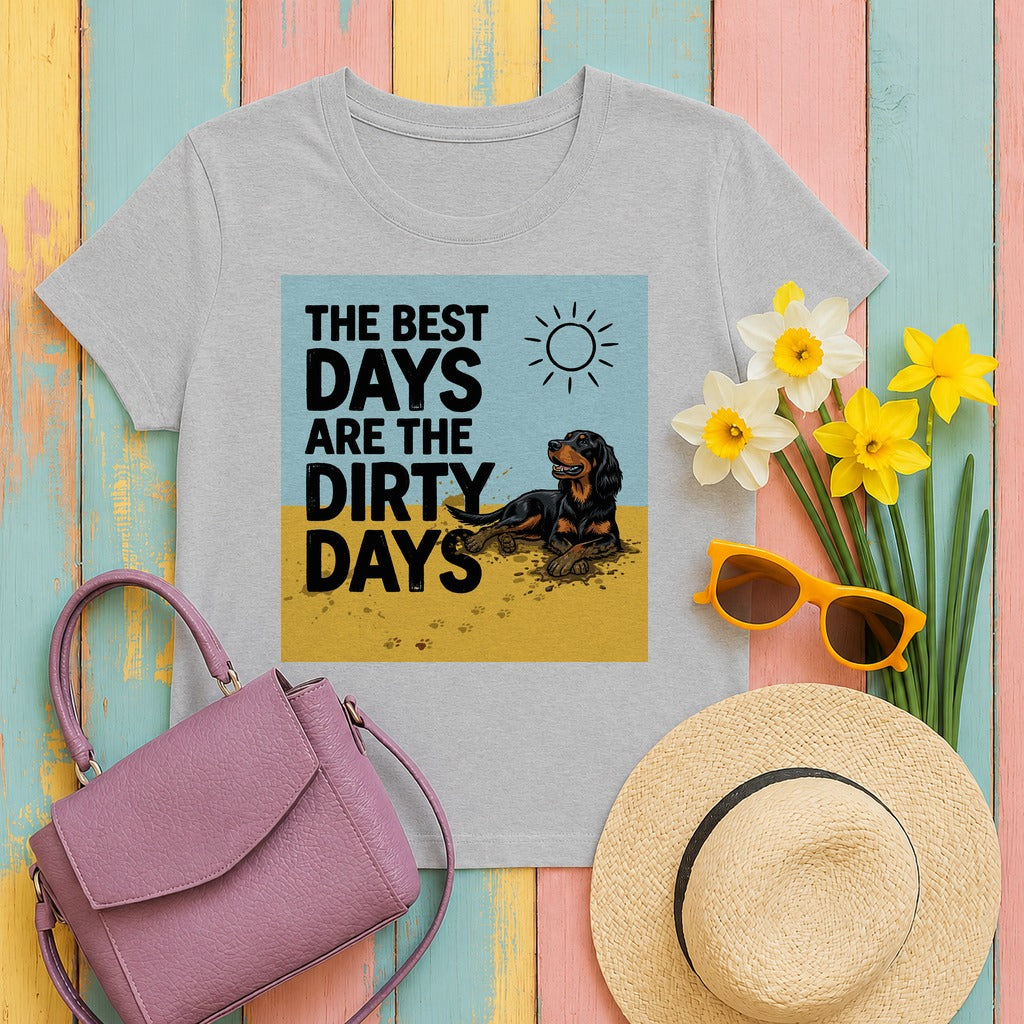 Dirty Days Happy Dog Gordon Setter T-Shirt in Sport Grey