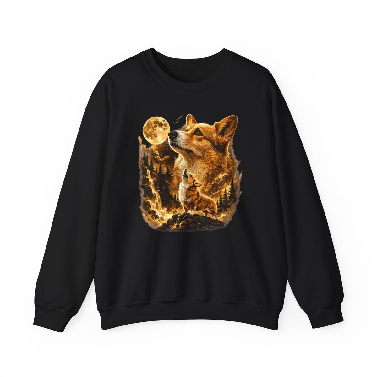 Golden Corgi Moonlight Sweatshirt in Black