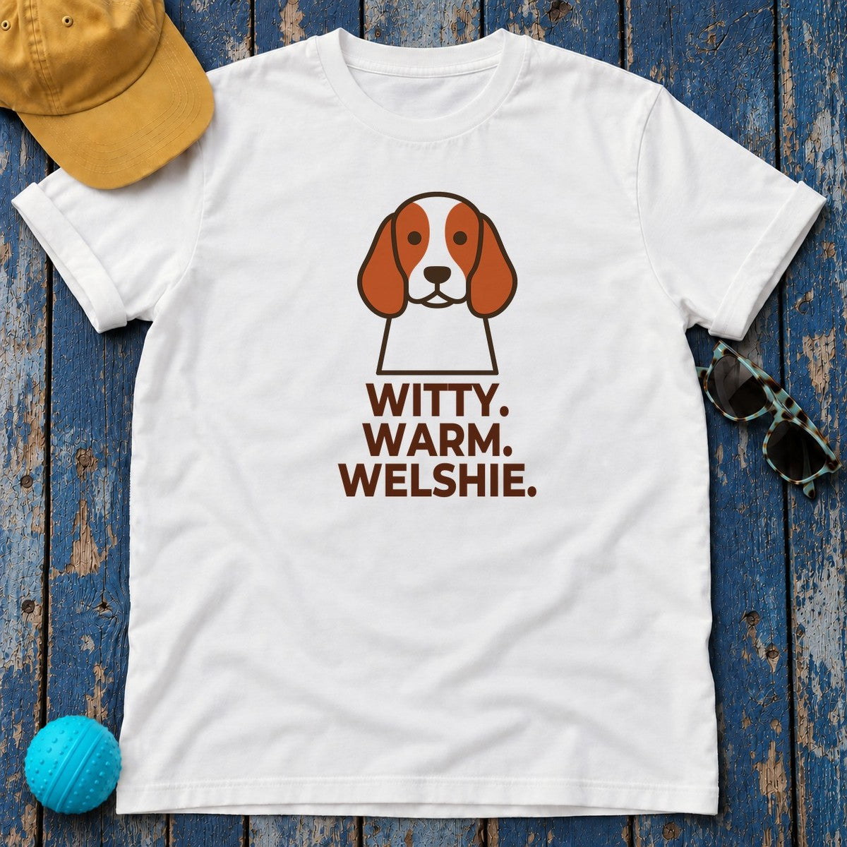 Witty. Warm. Welshie. Welsh Springer Spaniel T-Shirt in White