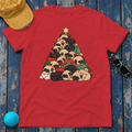 Pug Christmas Tree t-shirt in Red, flat lay