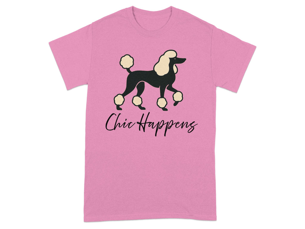 Chic Happens Pink Poodle Design T-Shirt