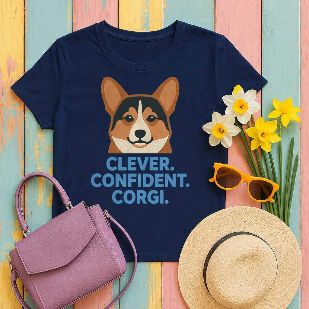 Clever Corgi Confidence T-shirt in Navy