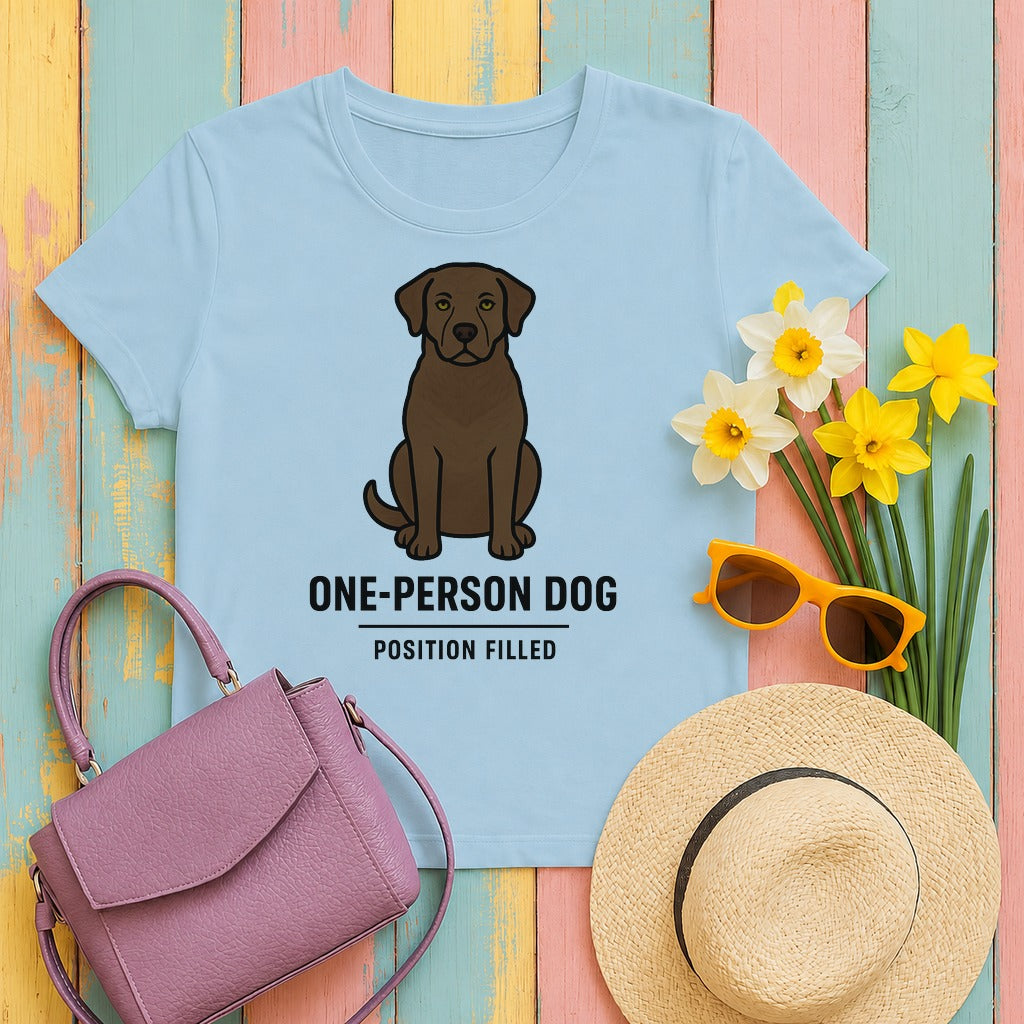 chesapeake bay retriever one-person-dog tee flat lay hero