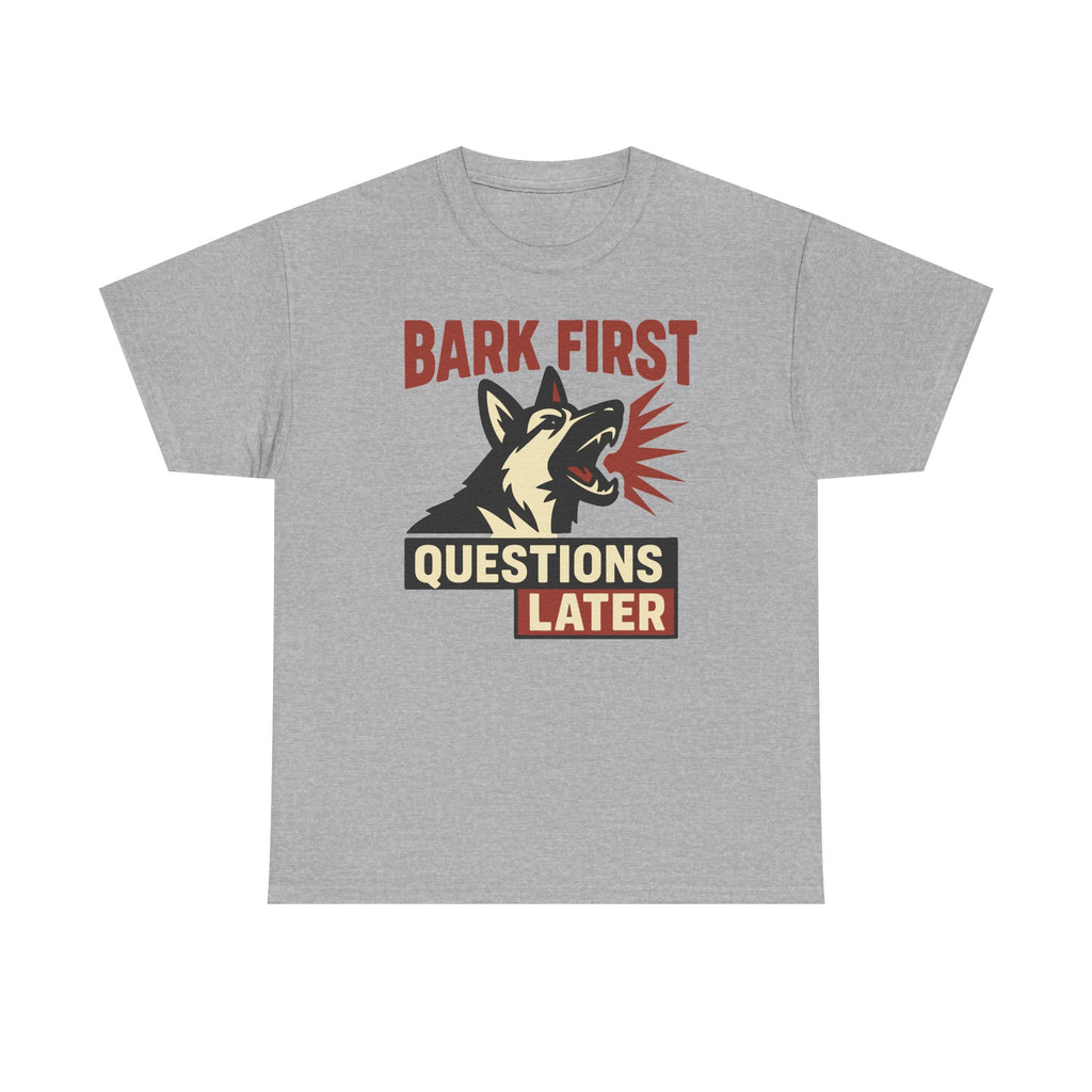 Bark First Questions Later German Shepherd t-shirt, view 3