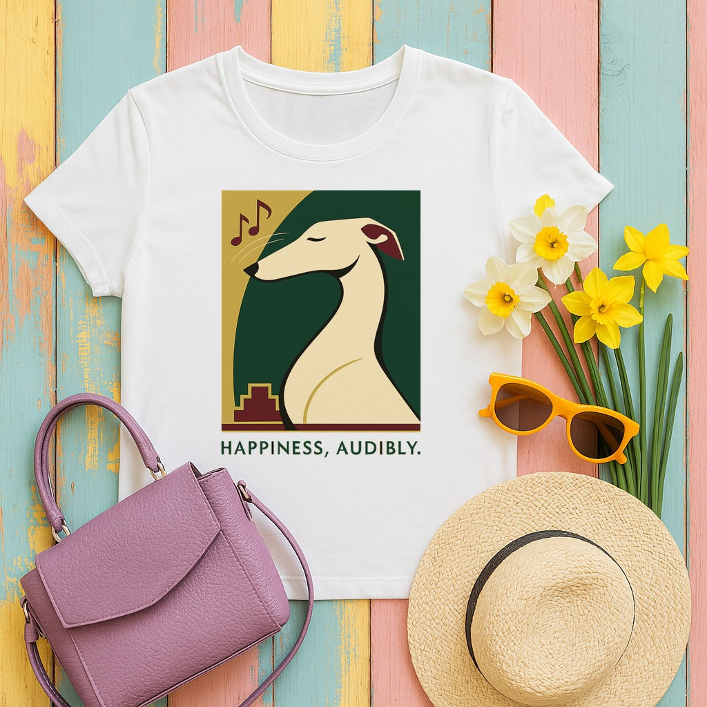 Greyhound Happiness Audibly Tee in White