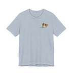 Every Walk Corgi Dog Detective Back Print Tee in Light Blue, front pocket