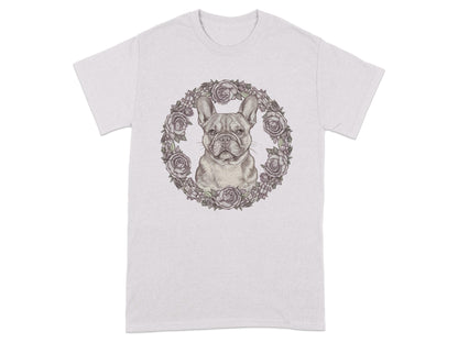 French Bulldog Inside Floral Wreath Graphic Shirt product type