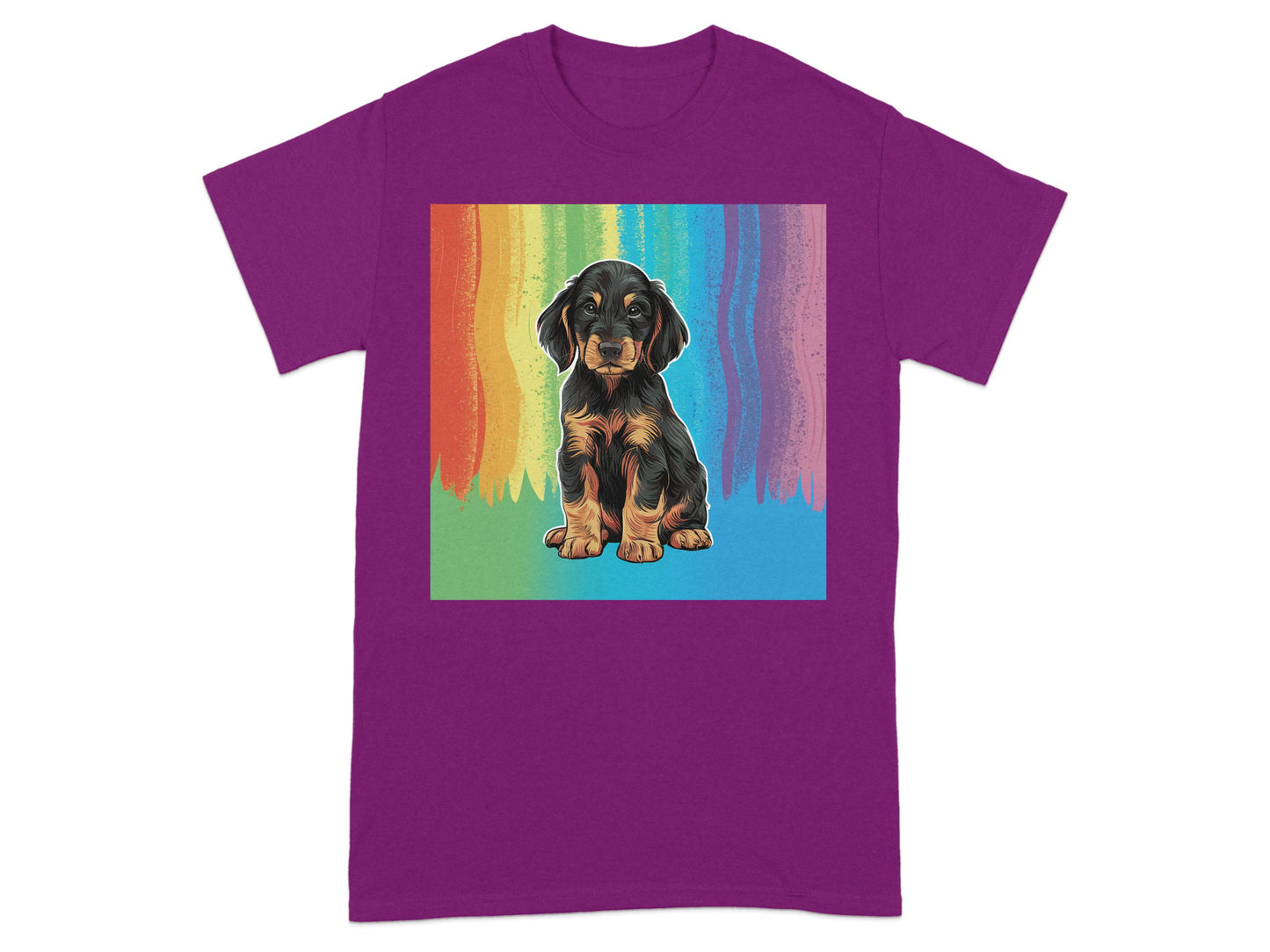 Rainbow Background with Cute Puppy Graphic T-shirt product type