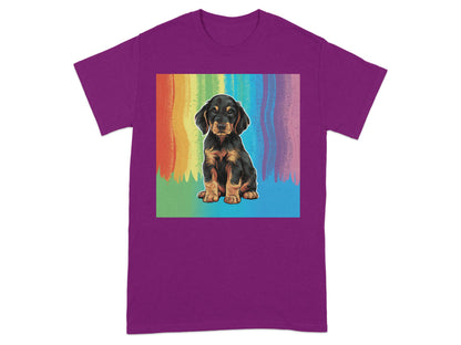 Rainbow Background with Cute Puppy Graphic T-shirt product type