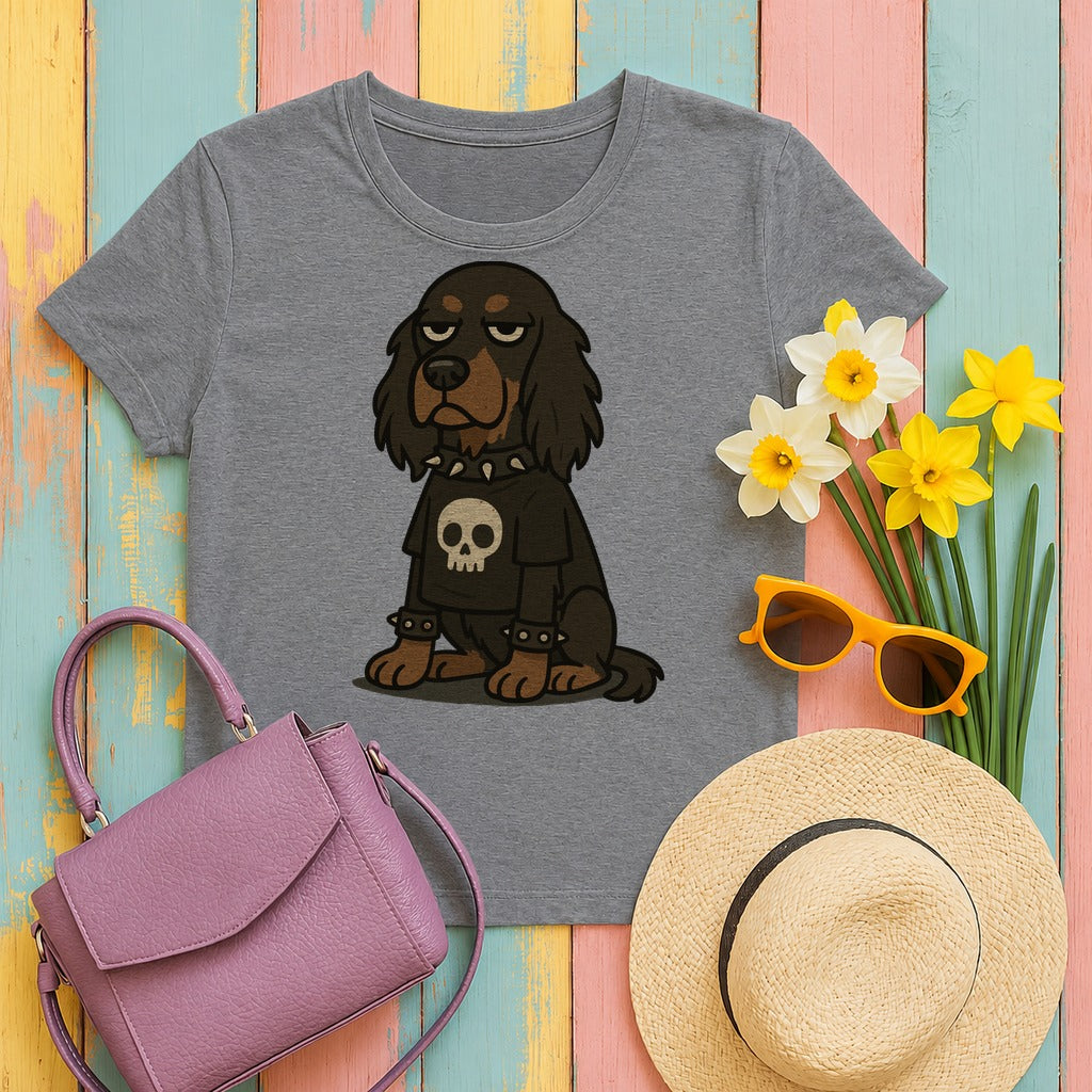 Goth Punk Gordon Setter With Skull T-Shirt in Graphite Heather