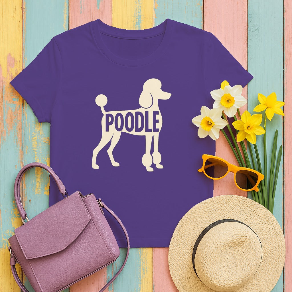 Poodle Pride Text Art T-Shirt in Lilac
