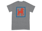 Vintage Red Poodle Graphic on Grey T-shirt