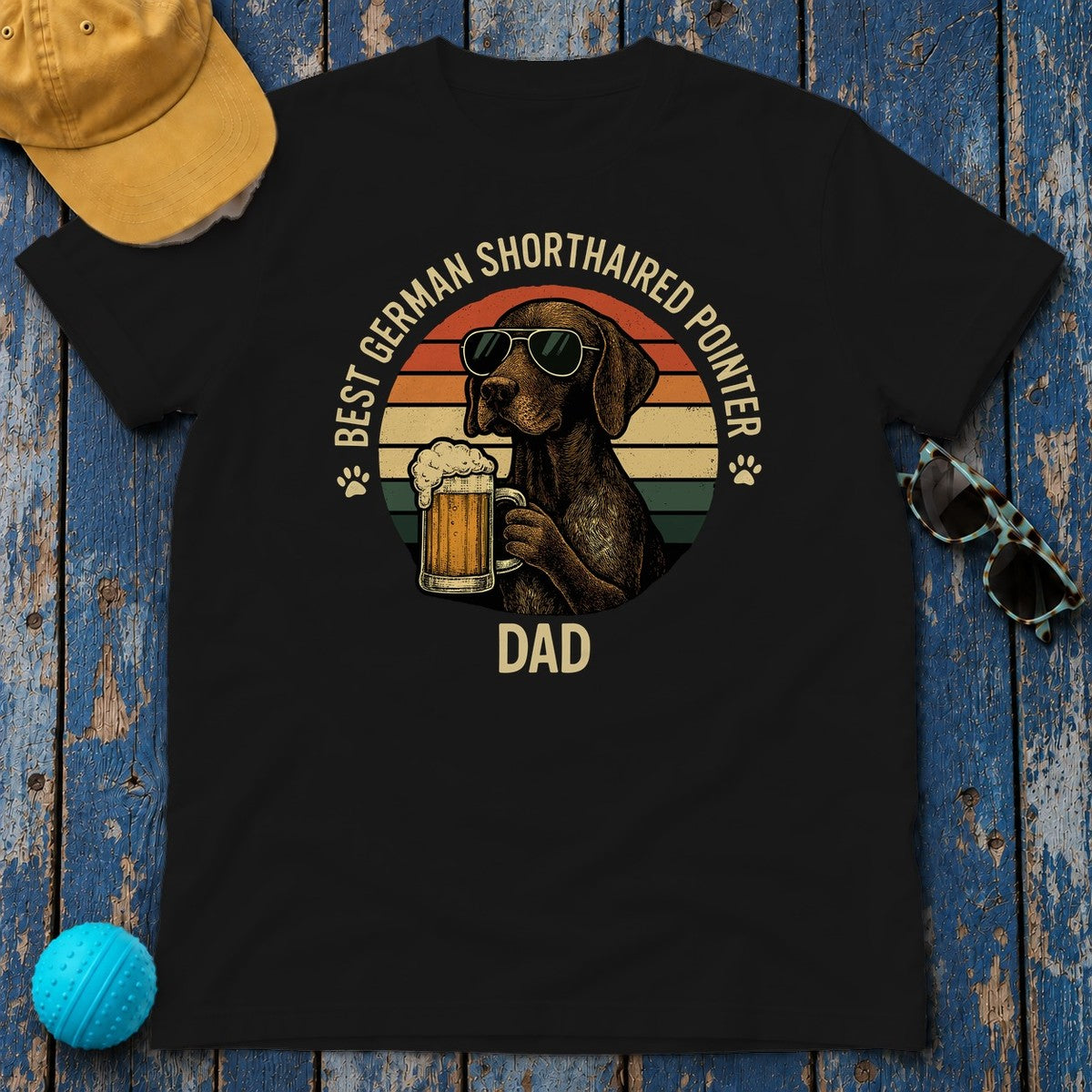 Best German Shorthaired Pointer Dad With Beer T-Shirt in Black