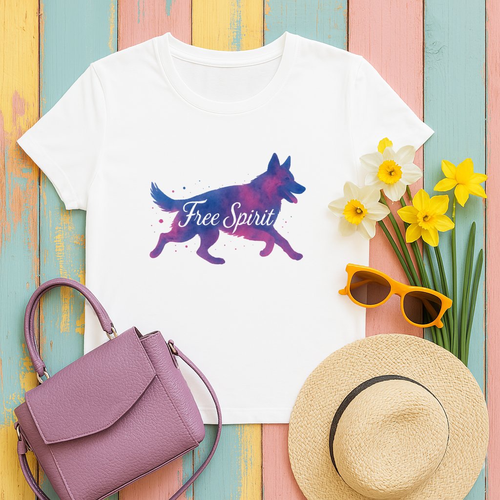 Free Spirit Dog Graphic Tee Casual Top Clothing Product