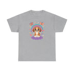 Cute Puppy Beagle Above Rainbow Cloud Design Graphic T-Shirt