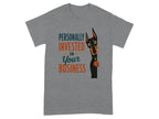 Doberman wearing collar, with text "Personally Invested In Your Business".