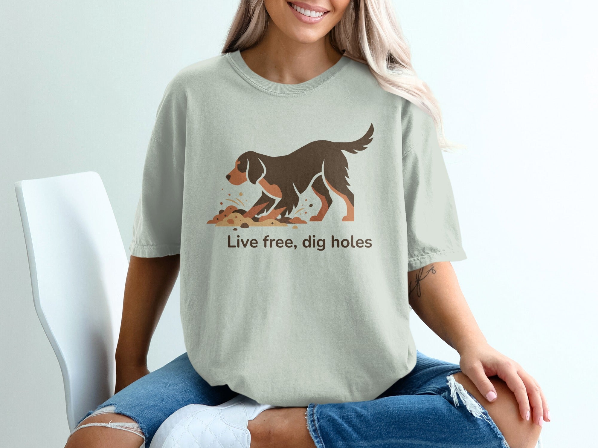 Live Free Dig Holes Dog Graphic T-shirt Product