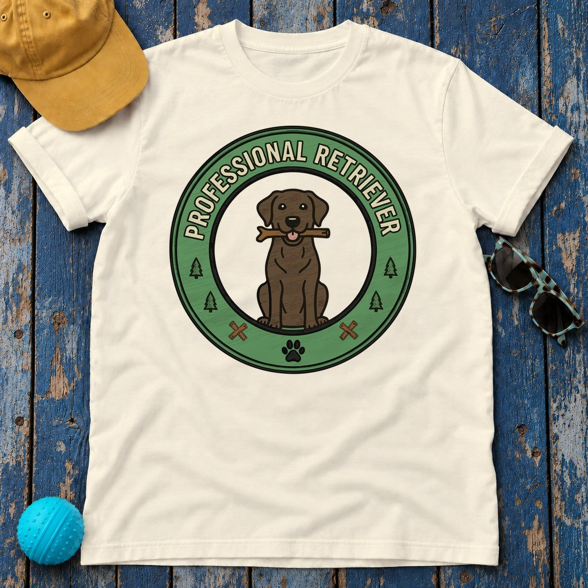 Professional Retriever Chocolate Labrador T-Shirt in Natural