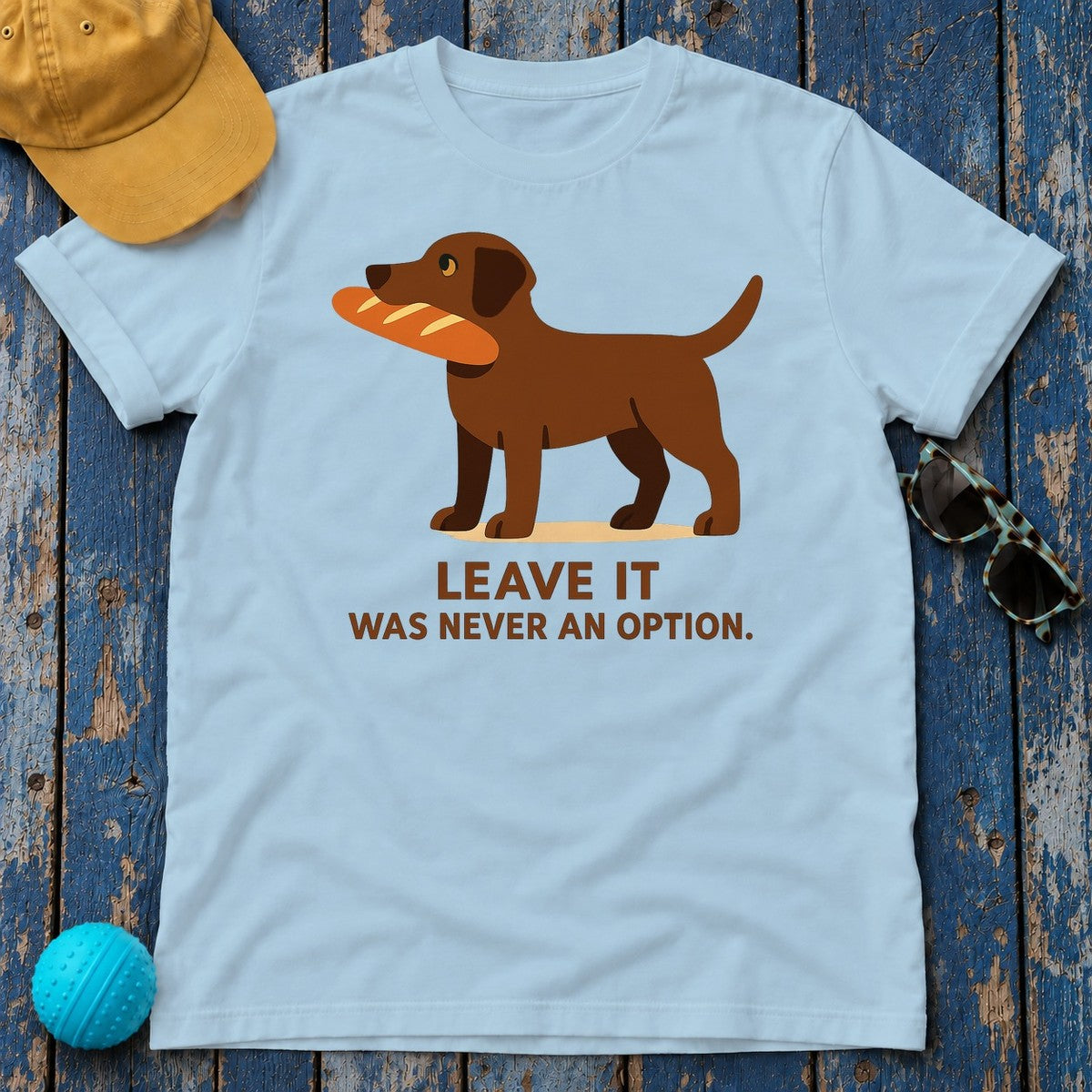 Chocolate Lab Leave It Tee in Light Blue