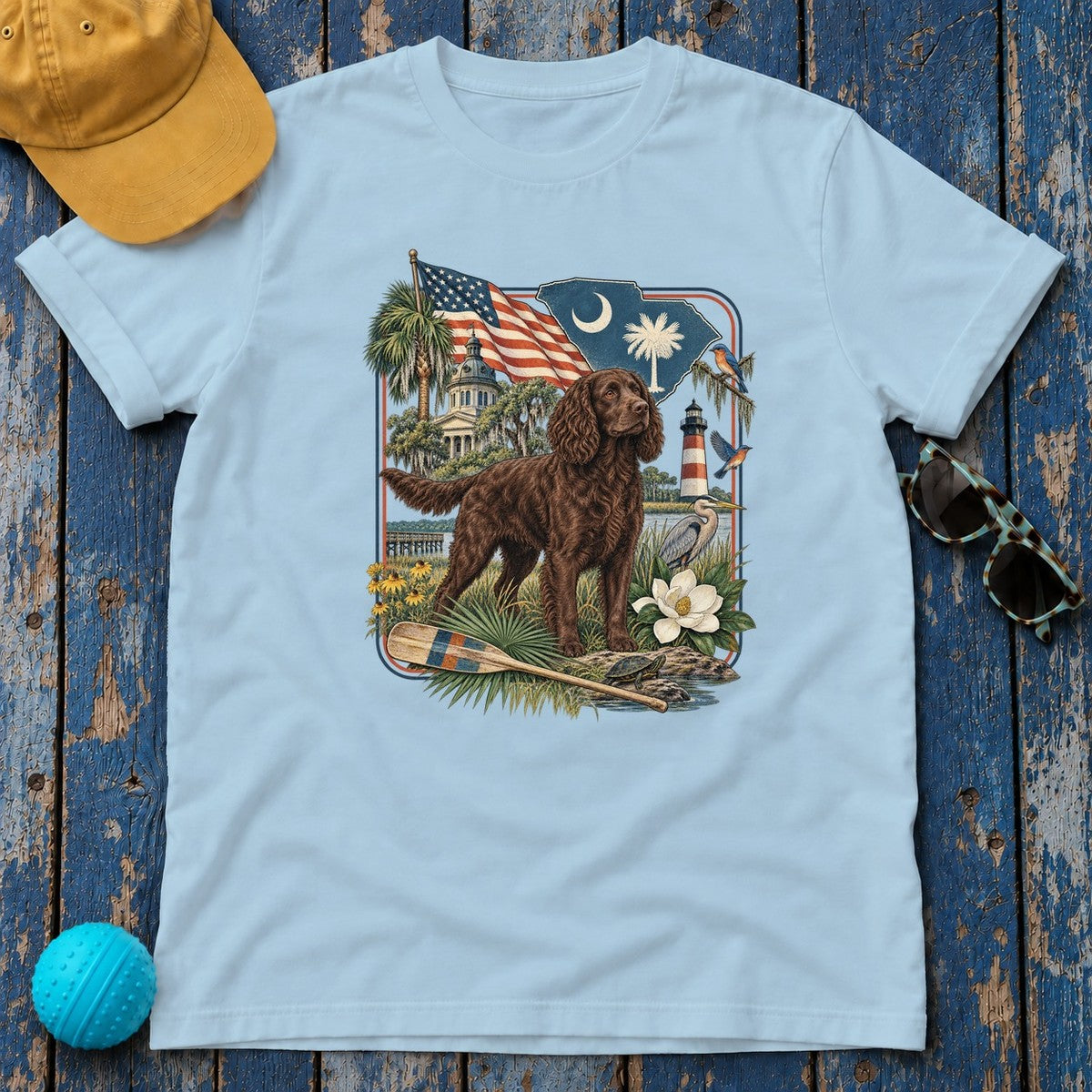 Boykin Spaniel South Carolina Heritage T-Shirt in Light Blue