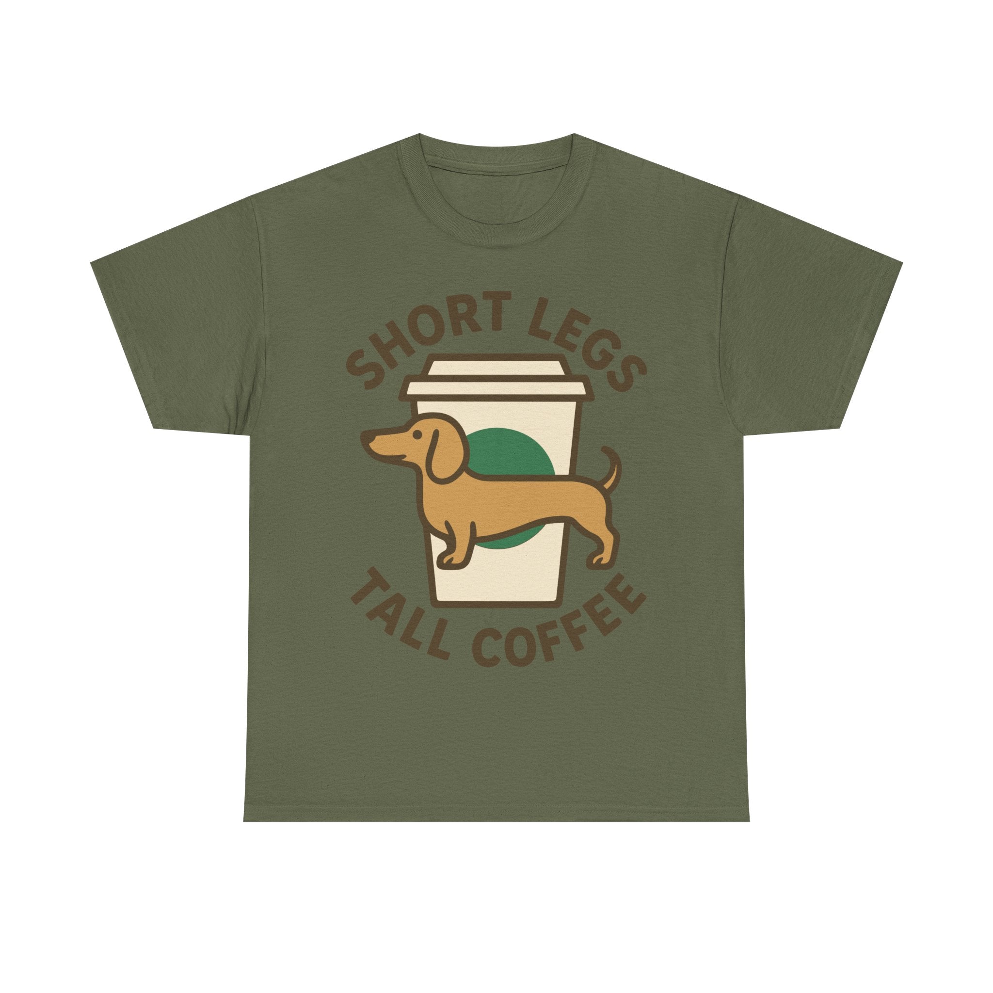 Coffee and Doxie "Short legs, tall coffee" T-shirt