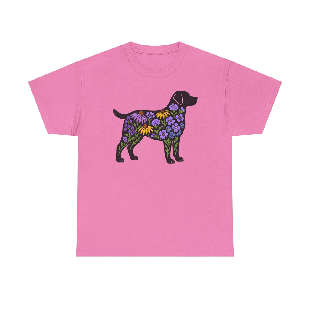 Labrador Silhouette Filled With Floral Patterns Trendy T-Shirt