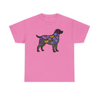 Labrador Silhouette Filled With Floral Patterns Trendy T-Shirt