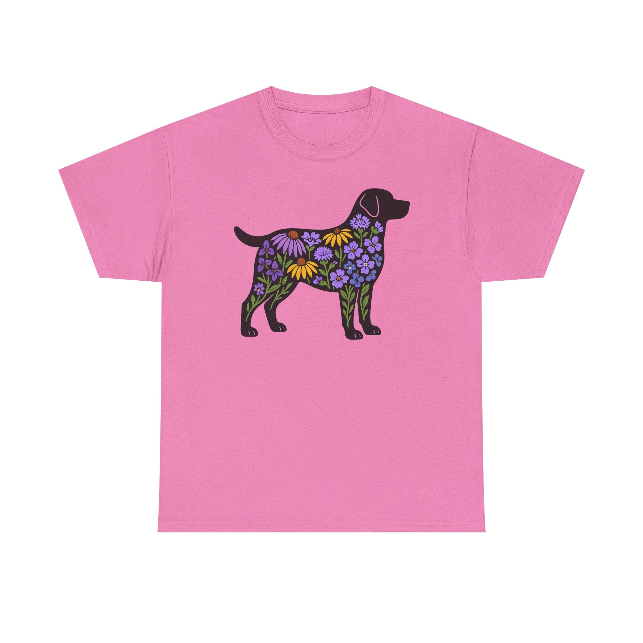 Labrador Silhouette Filled With Floral Patterns Trendy T-Shirt