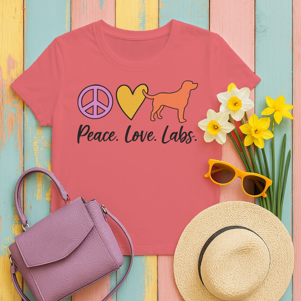 Peace Love Labs Labrador T-Shirt in Coral Silk