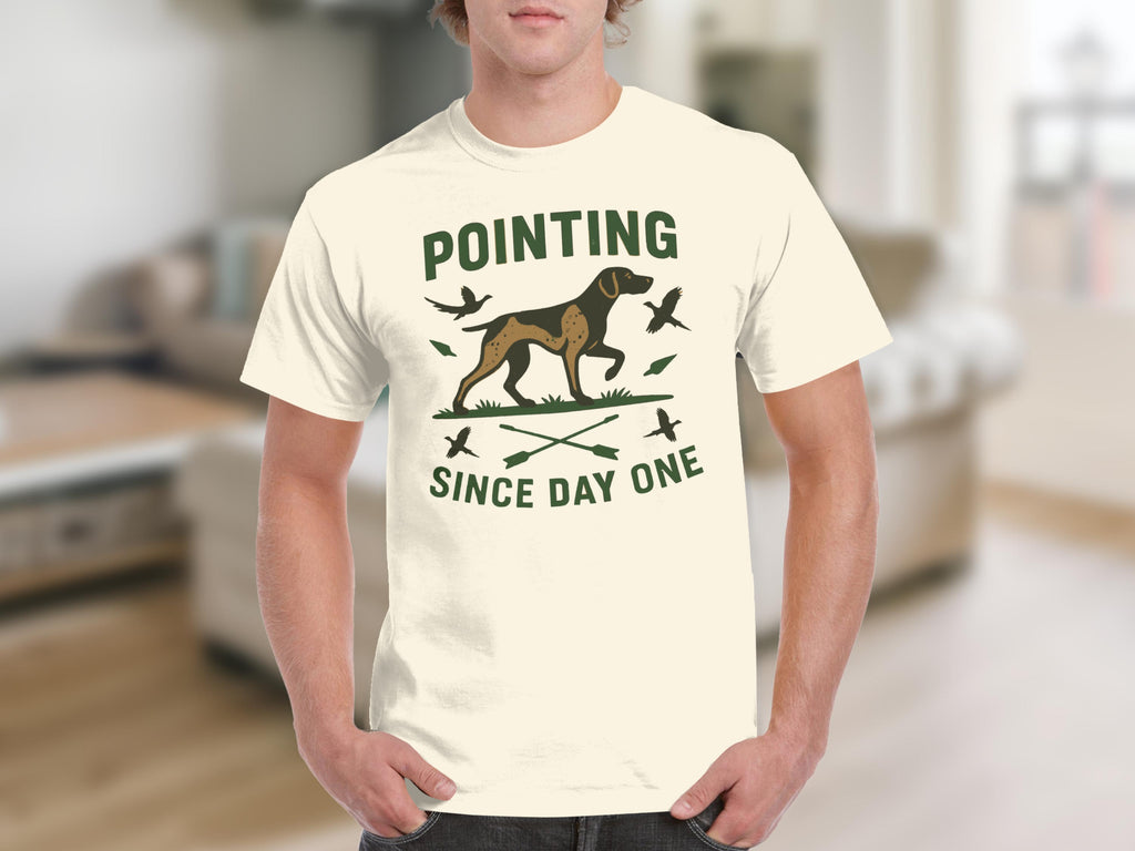 Pointing Since Day One Hunting Dog Graphic T-Shirt