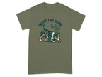 Green t-shirt with "TRUST THE NOSE" text and a dog sniffing the ground.