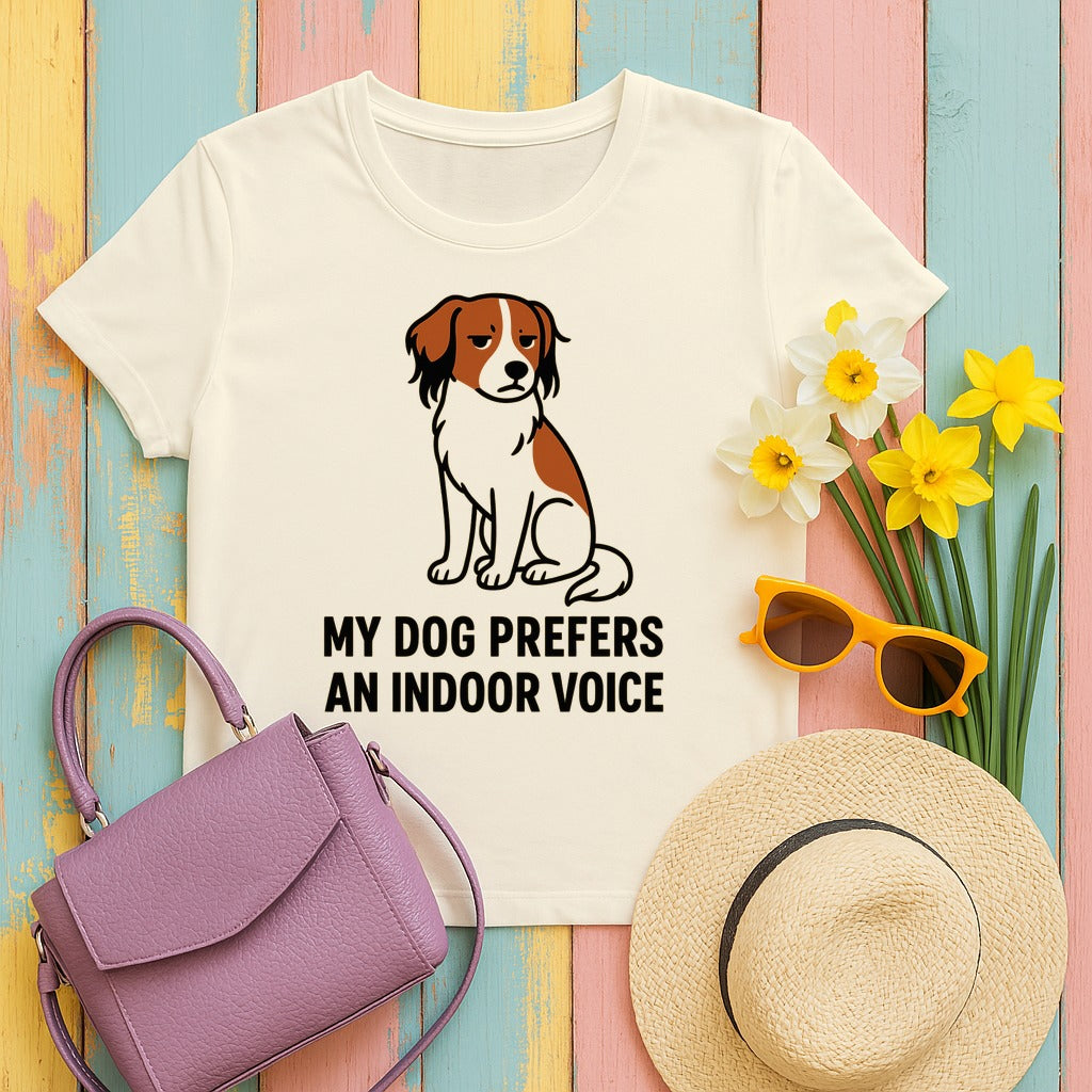 Kooikerhondje Prefers An Indoor Voice Tee in Natural