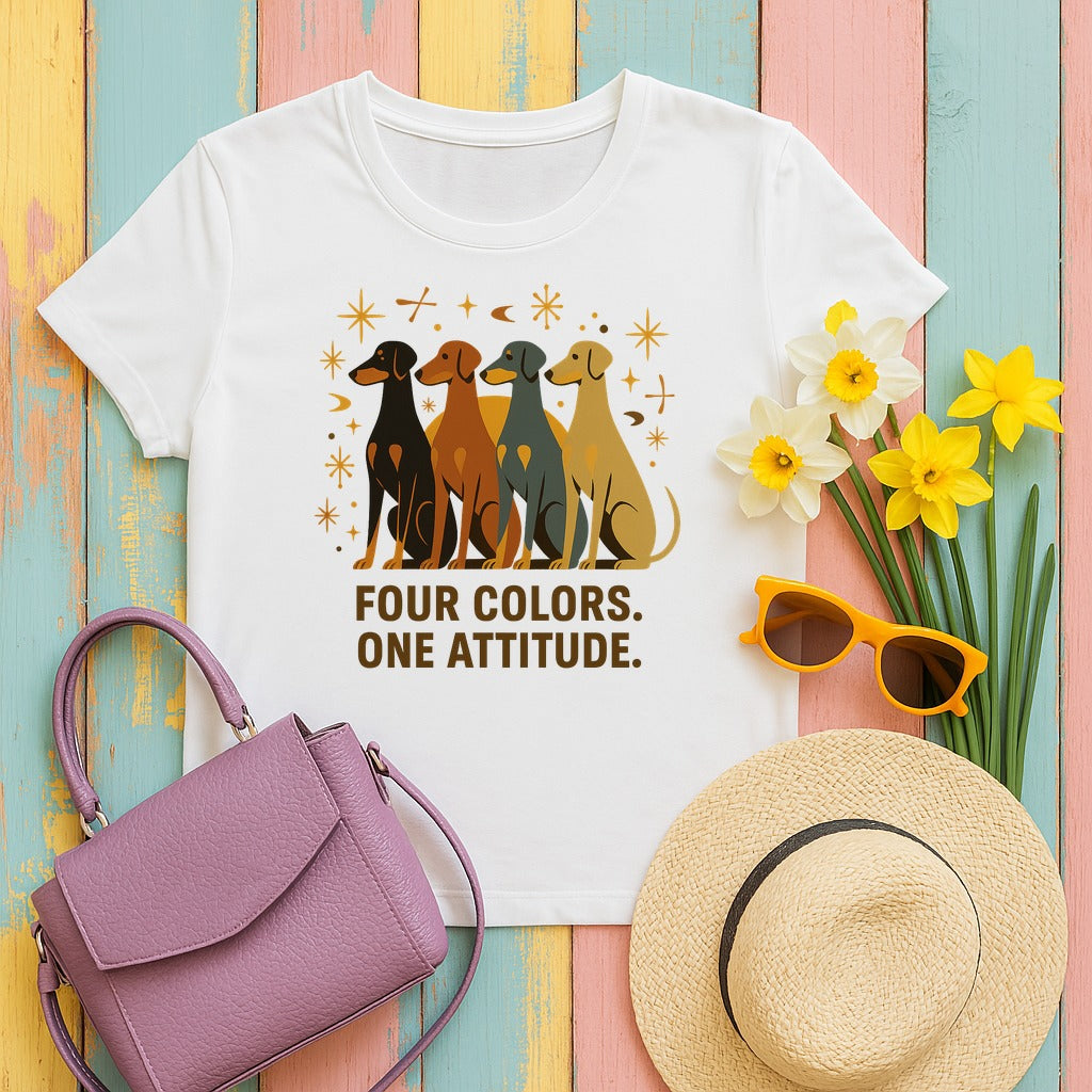 Doberman Four Colors Mid-Century Tee in White