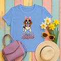 Pink Bow Beagle 'I'm A Delight' T-Shirt in Carolina Blue
