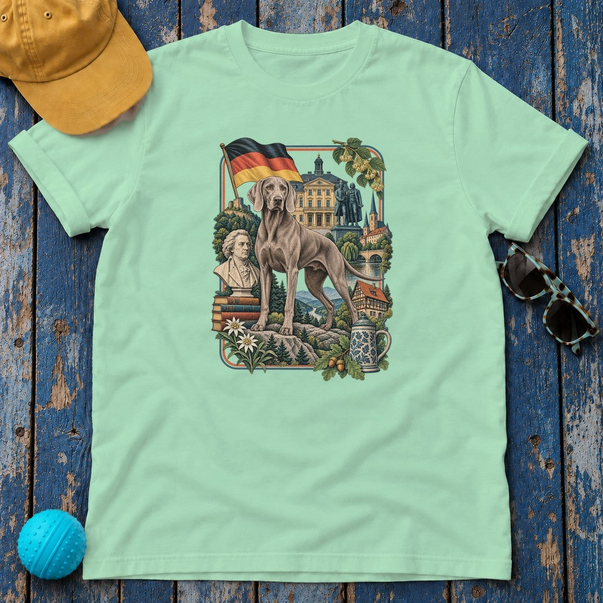 Weimaraner Germany Heritage T-Shirt in Mint