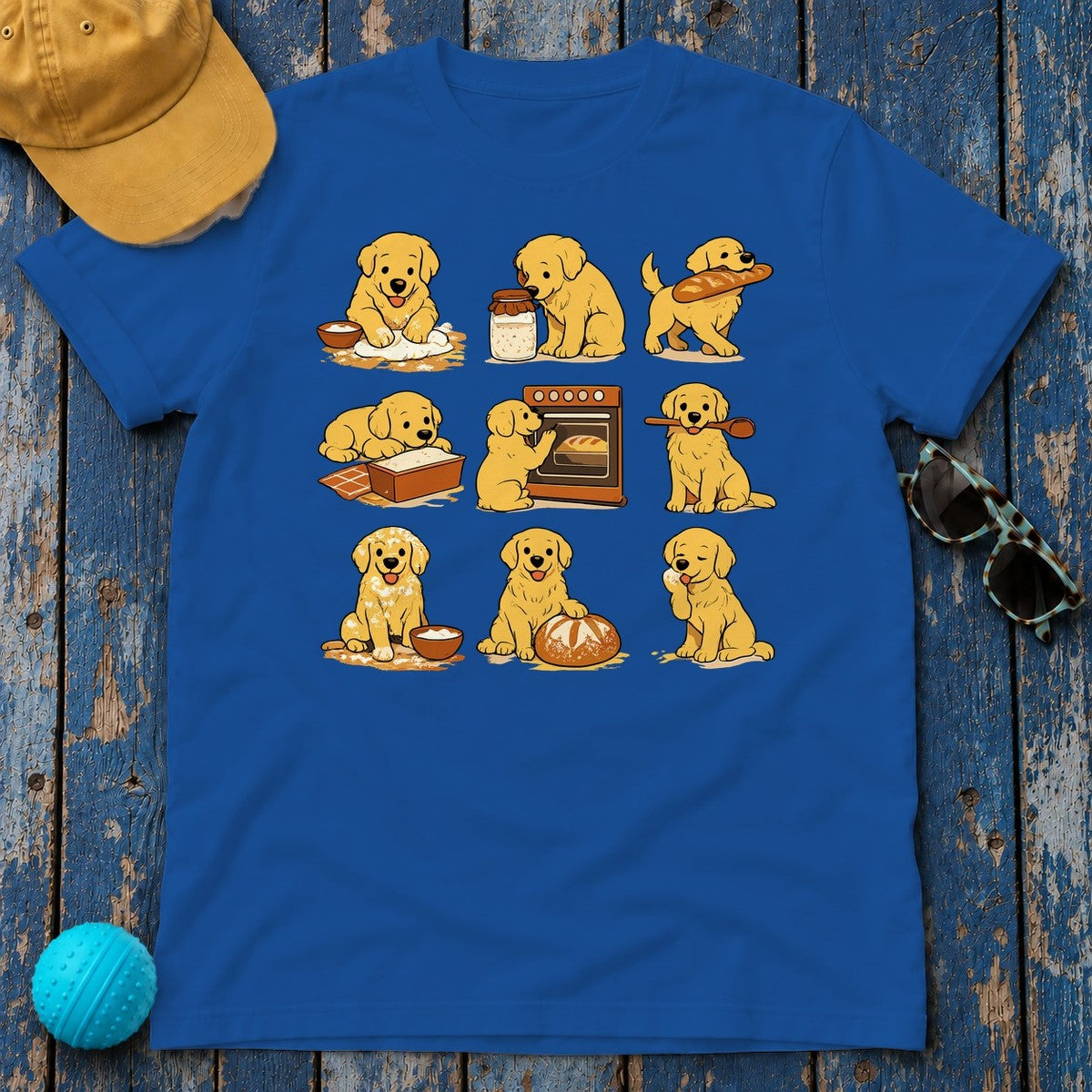 Golden Retriever Bake Off Squad T-Shirt in Royal