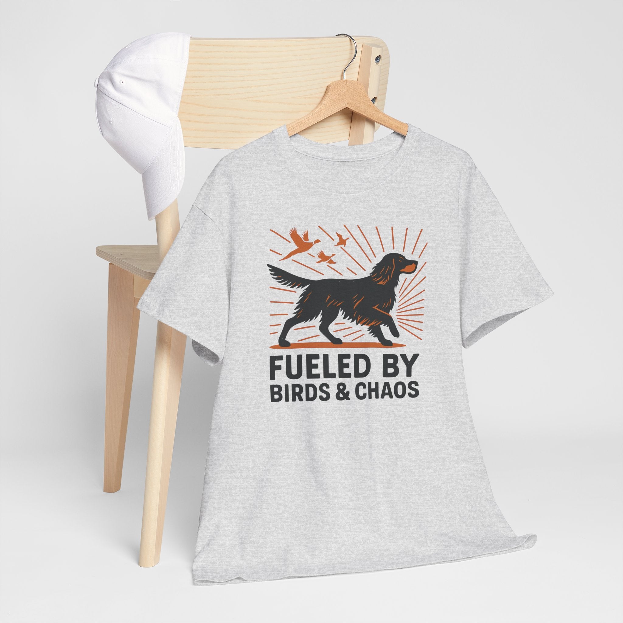 Graphic Tee: Gordon Setter "Fueled by Birds and Chaos" T-shirt