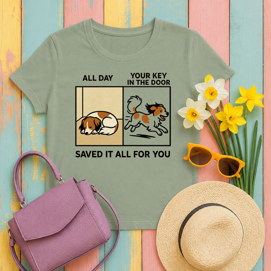Kooikerhondje Saved It All For You Tee in Sage