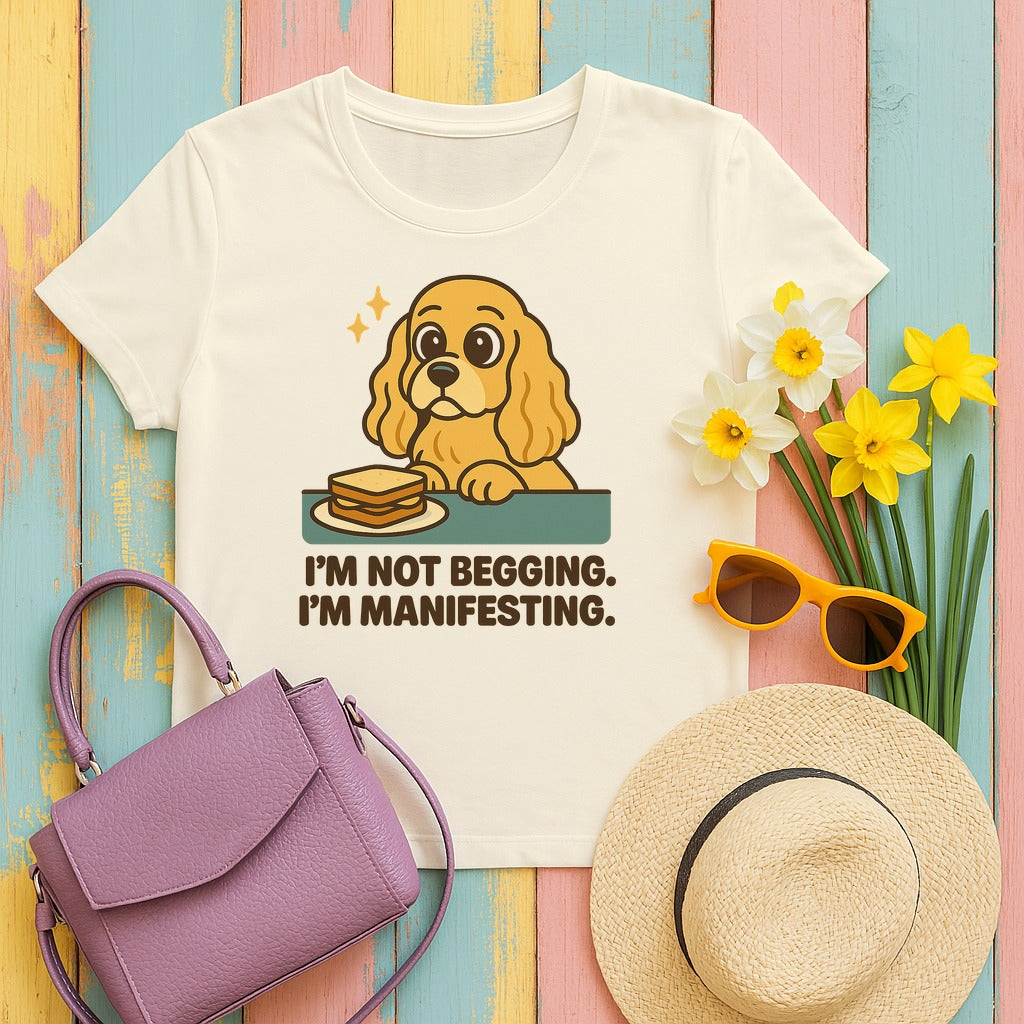 Cocker Not Begging Manifesting Tee in Natural
