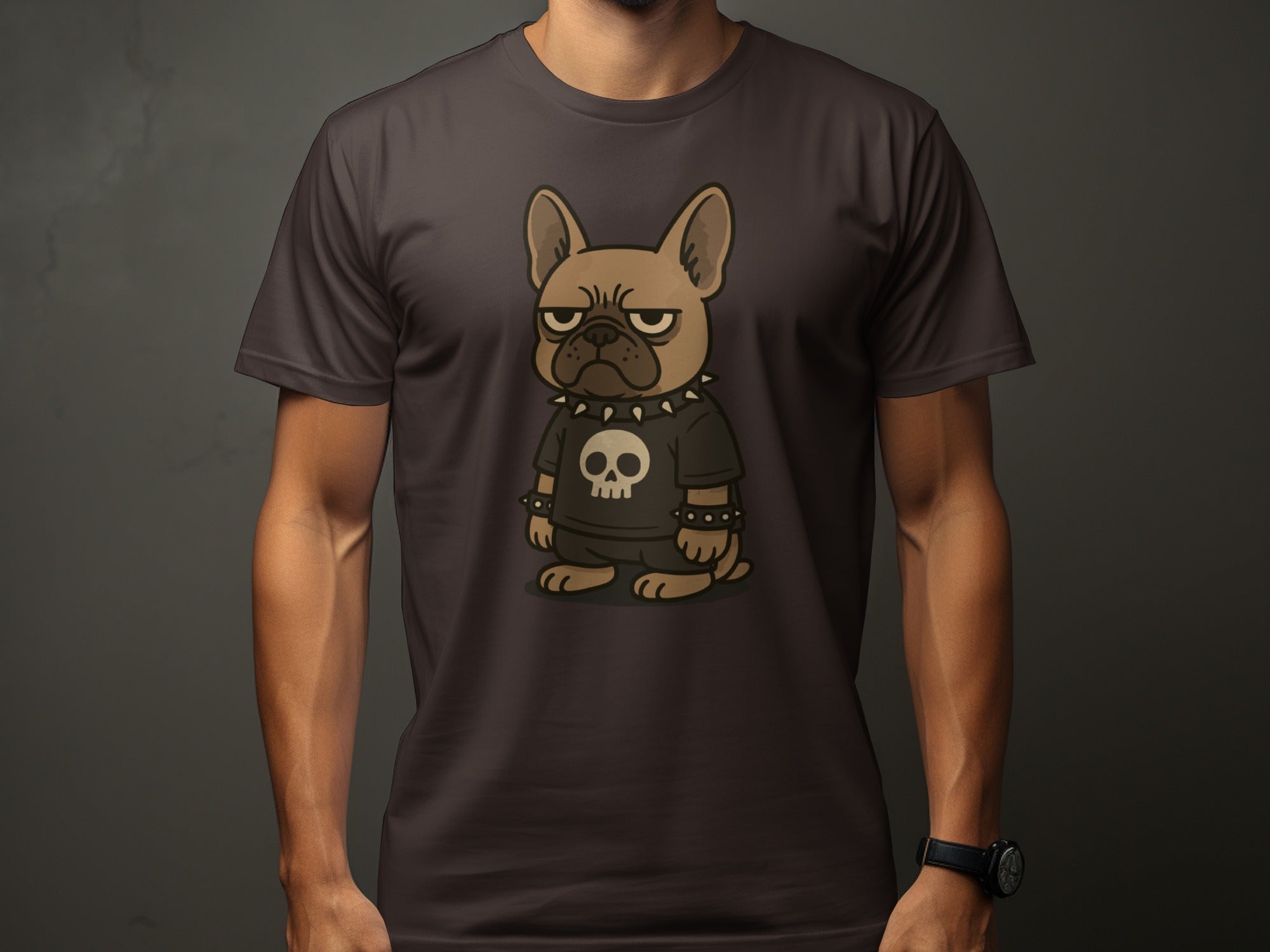 Angry Bulldog with Skull Outfit T-shirt