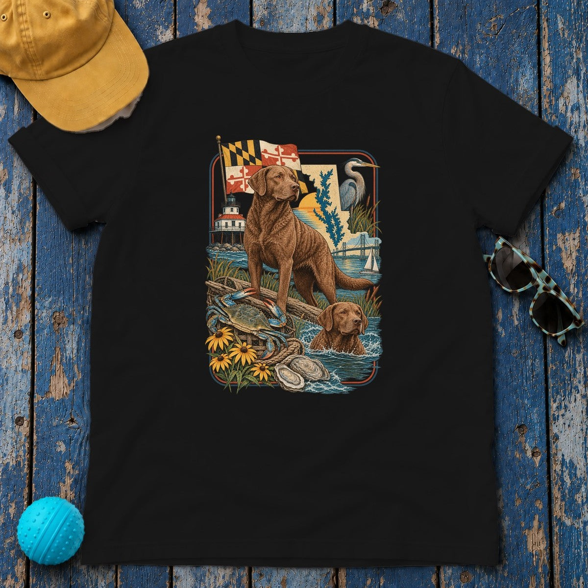 Chesapeake Bay Retriever Maryland Heritage T-Shirt in Black