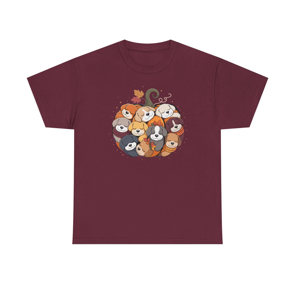Dogs in Pumpkin Pile Autumn Festive Season Graphic T-Shirt