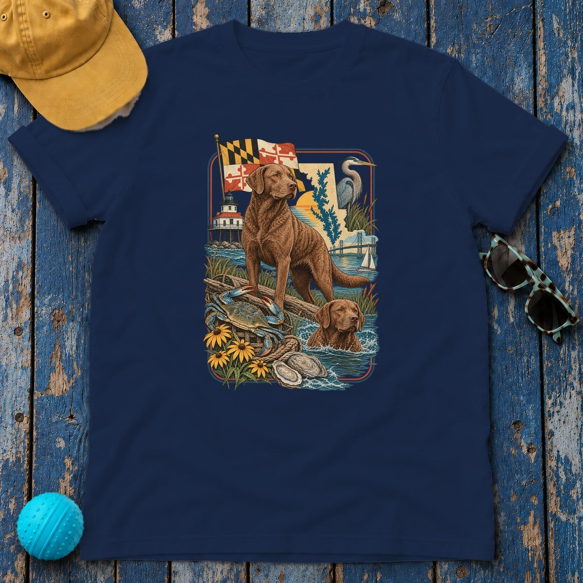 Chesapeake Bay Retriever Maryland Heritage T-Shirt in Navy