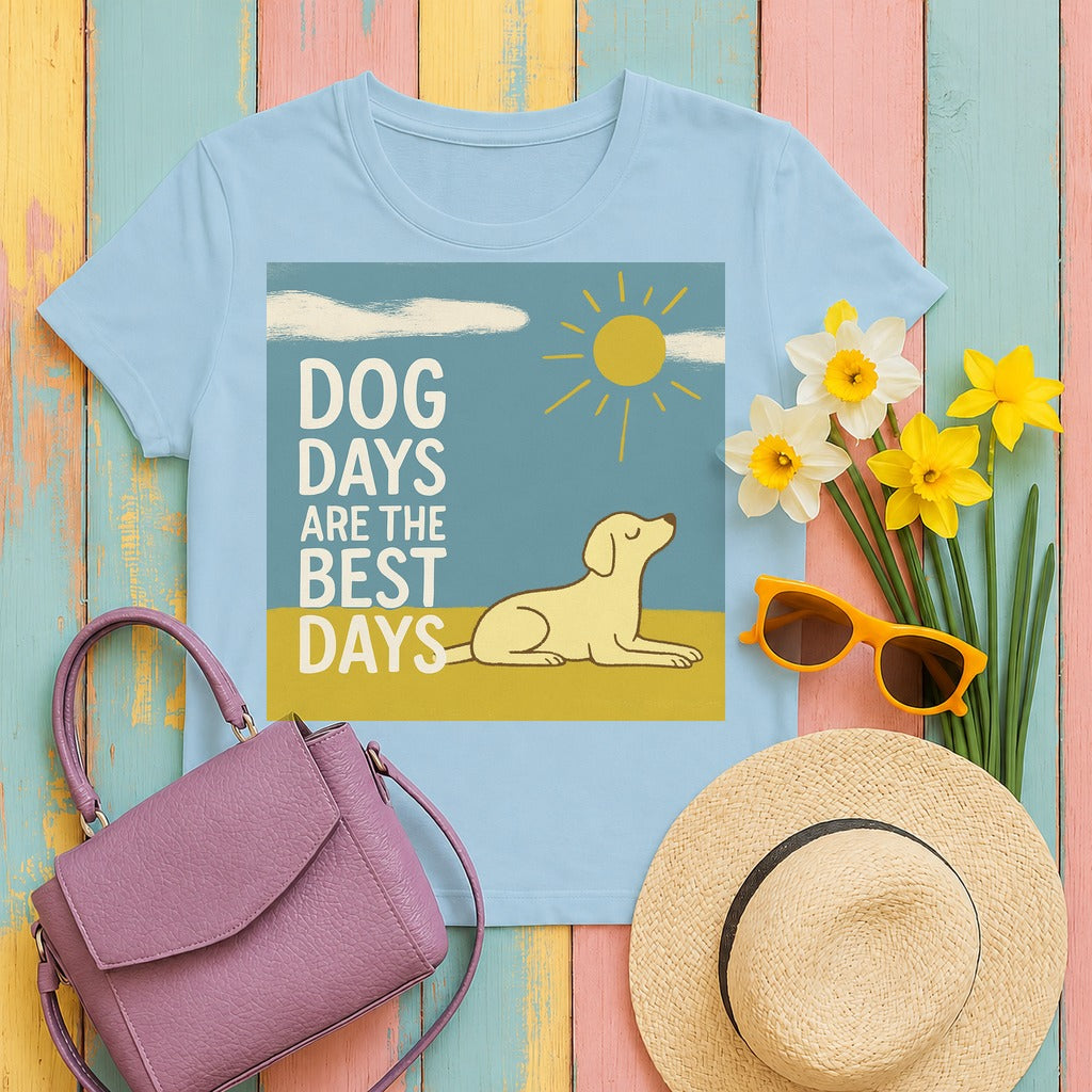 Dog Days Are the Best Days Yellow Labrador Retriever T-Shirt in Light Blue